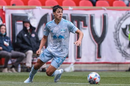 May 29, 2021; Harrison, New Jersey, USA; New York Red Bulls midfielder Caden Clark (37) in action against the Orlando City SC during the second half at Red Bull Arena. Mandatory Credit: Vincent Carchietta-USA TODAY Sports