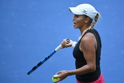 Sep 8, 2020; Flushing Meadows, New York,USA; Yulia Putintseva of Kazakhstan reacts after losing a point against Jennifer Brady of the United States (not pictured) in a women's singles quarter-finals match on day nine of the 2020 U.S. Open tennis tournament at USTA Billie Jean King National Tennis Center. Mandatory Credit: Danielle Parhizkaran-USA TODAY Sports