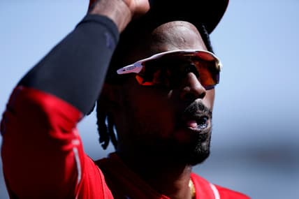 Cincinnati Reds second baseman Dee Strange-Gordon (6) returns to the dugout after the second inning of the MLB Cactus League Spring Training game between the Cincinnati Reds and the Oakland Athletics at Hohokam Stadium in Mesa, Ariz., on  Monday, March 1, 2021.

Cincinnati Reds At Oakland Athletics Spring Training