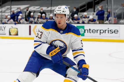 Mar 27, 2021; Boston, Massachusetts, USA; Buffalo Sabres left wing Jeff Skinner (53) during the first period against the Boston Bruins at TD Garden. Mandatory Credit: Winslow Townson-USA TODAY Sports