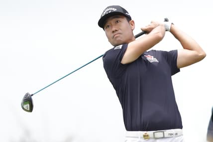 May 19, 2021; Kiawah Island, South Carolina, USA; Kevin Na hits a tee shot on the fifteenth hole during a practice round for the PGA Championship golf tournament at Ocean Course at Kiawah Island Resort. Mandatory Credit: Geoff Burke-USA TODAY Sports