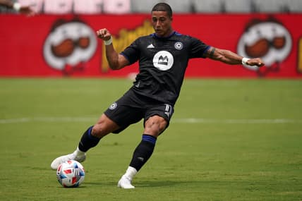 May 22, 2021; Fort Lauderdale, FL, Fort Lauderdale, FL, USA; CF Montreal forward Erik Hurtado (11) takes a shot on goal against FC Cincinnati during the second half at DRV PNK Stadium. Mandatory Credit: Jasen Vinlove-USA TODAY Sports