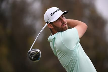Jun 20, 2021; San Diego, California, USA; Matthew Wolff plays his shot from the 12th tee during the final round of the U.S. Open golf tournament at Torrey Pines Golf Course. Mandatory Credit: Orlando Ramirez-USA TODAY Sports