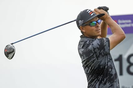 Jul 22, 2021; Blaine, Minnesota, USA; Rickie Fowler drives from the 18th tee during the first round of the 3M Open golf tournament. Mandatory Credit: Bruce Kluckhohn-USA TODAY Sports