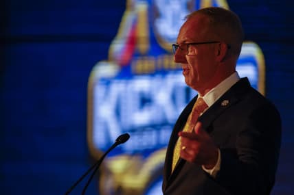 Jul 19, 2021; Hoover, Alabama, USA; SEC commissioner Greg Sankey speaks to the media during SEC Media Days at Hyatt Regency Birmingham. Mandatory Credit: Vasha Hunt-USA TODAY Sports