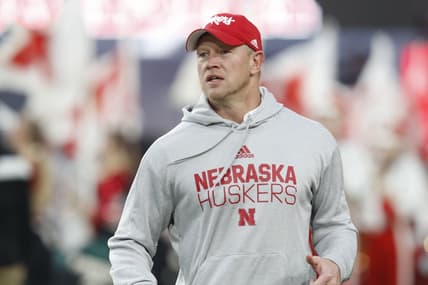 Sep 28, 2019; Lincoln, NE, USA; Nebraska Cornhuskers head coach Scott Frost heads onto the field prior to the game against the Ohio State Buckeyes at Memorial Stadium. Mandatory Credit: Bruce Thorson-USA TODAY Sports