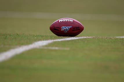 May 25, 2021; Ashburn, Virginia, USA; A general view of an NFL ball on the field during a Washington Football Team OTA at Inova Sports Performance Center. Mandatory Credit: Scott Taetsch-USA TODAY Sports
