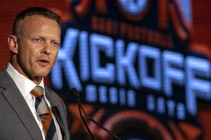 Jul 22, 2021; Hoover, Alabama, USA; Auburn Tigers head coach Bryan Harsin speaks to the media during SEC Media Days at Hyatt Regency Birmingham. Mandatory Credit: Vasha Hunt-USA TODAY Sports