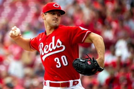 Cincinnati Reds starting pitcher Tyler Mahle (30) pitches in the first inning of the MLB baseball game between the Cincinnati Reds and the Pittsburgh Pirates on Sunday, Aug. 8, 2021, at Great American Ball Park in Cincinnati.

Cincinnati Reds Pittsburgh Pirates