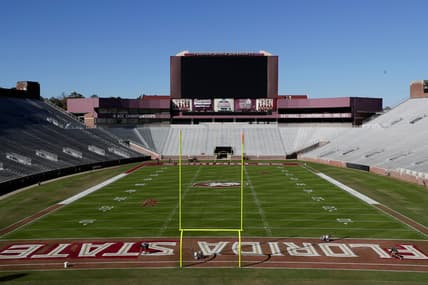 A crew paints Bobby Bowden Field at Doak Campbell Stadium Monday, Dec. 2, 2019.

Doak Painting 120219 Ts 046