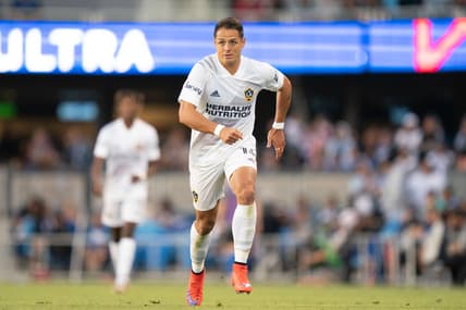June 26, 2021; San Jose, California, USA; Los Angeles Galaxy forward Javier Hernandez (14) during the second half against the San Jose Earthquakes at PayPal Park. Mandatory Credit: Kyle Terada-USA TODAY Sports