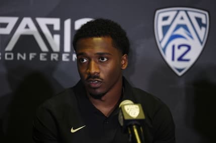 Jul 27, 2021; Hollywood, CA, USA; Colorado Buffaloes head coach Karl Dorrell, wide receiver Dimitri Stanley, linebacker Nate Landman speaks with the media during the Pac-12 football Media Day at the W Hollywood. Mandatory Credit: Kelvin Kuo-USA TODAY Sports
