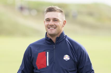 September 22, 2021; Haven, Wisconsin, USA; Team USA player Bryson DeChambeau poses for a photo during a practice round for the 43rd Ryder Cup golf competition at Whistling Straits. Mandatory Credit: Kyle Terada-USA TODAY Sports