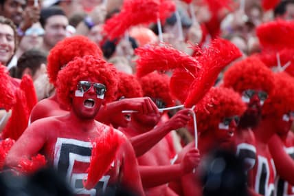 Georgia fans root on their team during the first half of an NCAA college football game between Arkansas and Georgia in Athens, Ga., on Saturday, Oct. 2, 2021.

News Joshua L Jones