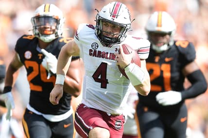 South Carolina quarterback Luke Doty (4) runs the ball down the field during an NCAA college football game between the Tennessee Volunteers and the South Carolina Gamecocks in Knoxville, Tenn. on Saturday, Oct. 9, 2021.

Kns Tennessee South Carolina Football