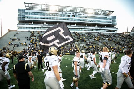 Purdue Boilermakers players celebrate during a NCAA Big Ten Conference football game Iowa, Saturday, Oct. 16, 2021, at Kinnick Stadium in Iowa City, Iowa.

211016 Purdue Iowa Fb 050 Jpg