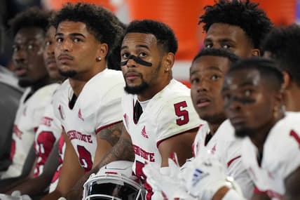 Oct 30, 2021; Carson, California, USA; Fresno State Bulldogs wide receiver Jalen Cropper (5) looks on in the first half against the San Diego State Aztecs at Dignity Health Sports Park. Mandatory Credit: Kirby Lee-USA TODAY Sports