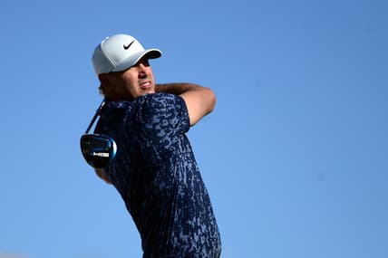 Oct 15, 2021; Las Vegas, Nevada, USA; Brooks Koepka tees off on the first during the second round of the CJ Cup golf tournament at The Summit Club. Mandatory Credit: Joe Camporeale-USA TODAY Sports