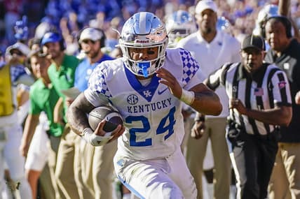 Oct 16, 2021; Athens, Georgia, USA; Kentucky Wildcats running back Chris Rodriguez Jr. (24) runs against the Georgia Bulldogs during the first half at Sanford Stadium. Mandatory Credit: Dale Zanine-USA TODAY Sports