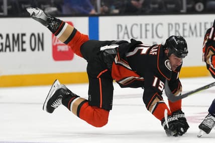 Nov 16, 2021; Anaheim, California, USA; Anaheim Ducks center Ryan Getzlaf (15) in the first period against the Washington Capitals at Honda Center. Mandatory Credit: Kirby Lee-USA TODAY Sports