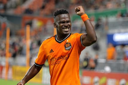 Oct 16, 2021; Houston, Texas, USA; Houston Dynamo FC forward Darwin Quintero (23) acknowledges the crowd after scoring a goal against Seattle Sounders FC during the first half at PNC Stadium. Mandatory Credit: Erik Williams-USA TODAY Sports