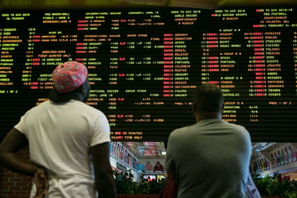 June 5, 2018; Stanton, DE, USA; At 1:30 p.m. today Tuesday, June 5, 2018, Delaware launches the country's first full-scale sports betting operation outside of Nevada as people roll into the Casino at Delaware Park in Stanton, Del. to wager their bets. Mandatory Credit: Suchat Pederson/The News Journal via USA TODAY NETWORK