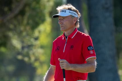 Nov 14, 2021; Phoenix, Arizona, USA; Bernhard Langer on the green of the eighth during the final round of the Charles Schwab Cup Championship golf tournament at Phoenix Country Club. Mandatory Credit: Allan Henry-USA TODAY Sports
