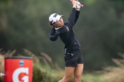 Lydia Ko (NZL) takes a swing off the tee on the 18th hole during the first round of the LPGA's CME Group Tour Championship, Thursday, Nov. 18, 2021, at Tibur  n Golf Club at the Ritz-Carlton Golf Resort in Naples, Fla.

LPGA's CME Group Tour Championship first round