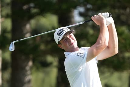 January 6, 2022; Maui, Hawaii, USA; Viktor Hovland hits his tee shot on the second hole during the first round of the Sentry Tournament of Champions golf tournament at Kapalua Resort - The Plantation Course. Mandatory Credit: Kyle Terada-USA TODAY Sports