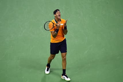Sep 9, 2018; New York, NY, USA; Juan Martin Del Potro of Argentina reacts after an error against Novak Djokovic of Serbia in the men's final on day fourteen of the 2018 U.S. Open tennis tournament at USTA Billie Jean King National Tennis Center. Mandatory Credit: Danielle Parhizkaran-USA TODAY Sports
