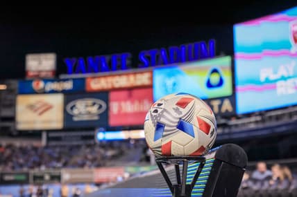 Aug 11, 2021; New York, NY, USA; A general view of a game ball during the second half between New York City FC and Pumas UNAM at Yankee Stadium. Mandatory Credit: Vincent Carchietta-USA TODAY Sports