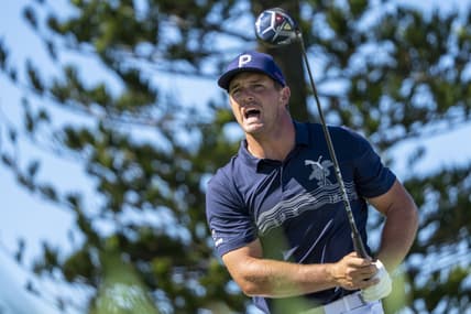 January 7, 2022; Maui, Hawaii, USA; Bryson DeChambeau hits his tee shot on the third hole during the second round of the Sentry Tournament of Champions golf tournament at Kapalua Resort - The Plantation Course. Mandatory Credit: Kyle Terada-USA TODAY Sports