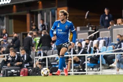 September 29, 2021; San Jose, California, USA; San Jose Earthquakes forward Cade Cowell (44) during the second half against the Seattle Sounders at PayPal Park. Mandatory Credit: Kyle Terada-USA TODAY Sports