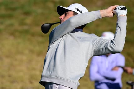 Feb 18, 2022; Pacific Palisades, California, USA; Joaquin Niemann hits from the fifth tee during the second round of the Genesis Invitational golf tournament. Mandatory Credit: Gary A. Vasquez-USA TODAY Sports