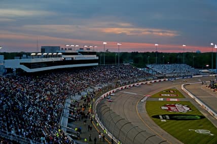 Apr 21, 2018; Richmond, VA, USA; A an over all view of the start/finish line during the Toyota Owners 400 at Richmond International Raceway. Mandatory Credit: Peter Casey-USA TODAY Sports