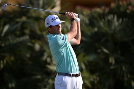 Jan 16, 2020; La Quinta, California, USA;  Ben Martin plays his shot from the 17th tee during the first round of The American Express golf tournament on the Jack Nicklaus Course at PGA West. Mandatory Credit: Orlando Ramirez-USA TODAY Sports