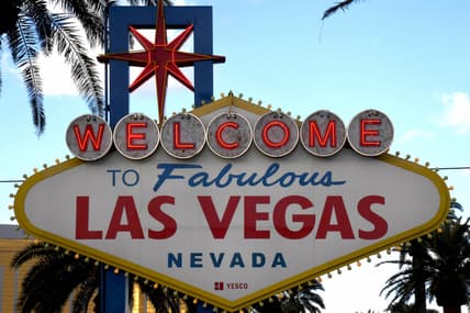 Dec 17, 2020; Paradise, Nevada, USA;  A general view of the Welcome to Fabulous Las Vegas sign on the Las Vegas strip. Mandatory Credit: Kirby Lee-USA TODAY Sports