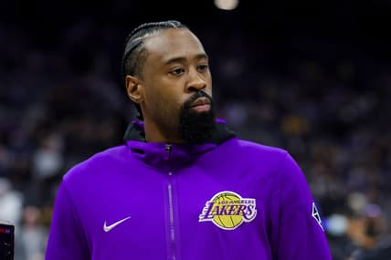 Jan 12, 2022; Sacramento, California, USA; Los Angeles Lakers center DeAndre Jordan (10) before the game against the Sacramento Kings at Golden 1 Center. Mandatory Credit: Sergio Estrada-USA TODAY Sports