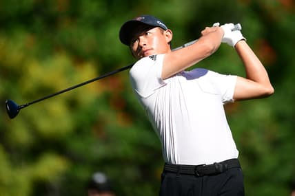 Feb 17, 2022; Pacific Palisades, California, USA; Colin Morikawa hits from the fourth tee during the first round of the Genesis Invitational golf tournament. Mandatory Credit: Gary A. Vasquez-USA TODAY Sports