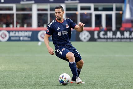 Mar 5, 2022; Foxborough, Massachusetts, USA; New England Revolution midfielder Sebastian Lletget (17) during the second half against the FC Dallas at Gillette Stadium. Mandatory Credit: Winslow Townson-USA TODAY Sports