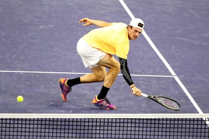 Tommy Paul of the United returns a shot to Alexander Zverev of Germany during their second round match at the BNP Paribas Open in Indian Wells, Calif., on March 13, 2022.

Bnp Paribas Open Alexander Zverev Vs Tommy Paul427