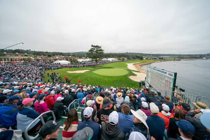 Jun 16, 2019; Pebble Beach, CA, USA; General view of the 18th hole during the final round of the 2019 U.S. Open golf tournament at Pebble Beach Golf Links. Mandatory Credit: Kyle Terada-USA TODAY Sports