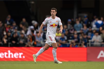 February 26, 2022; San Jose, California, USA; New York Red Bulls player Dylan Nealis (12) during the second half against the San Jose Earthquakes at PayPal Park. Mandatory Credit: Kyle Terada-USA TODAY Sports
