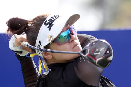 Hannah Green tees off on the first tee at the Dinah Shore Tournament Course during round one at the Chevron Championship at Mission Hills Country Club in Rancho Mirage, Calif., on Thursday, March 31, 2022.

Chevron Championship Round One696