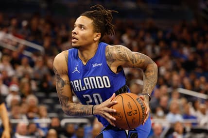 Apr 1, 2022; Orlando, Florida, USA;  Orlando Magic guard Markelle Fultz (20) moves to the basket against the Toronto Raptors in the third quarter at Amway Center. Mandatory Credit: Nathan Ray Seebeck-USA TODAY Sports