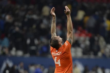 Mar 5, 2022; Vancouver, British Columbia, CAN;  New York City FC defender Maxime Chanot (4) at the end of the game against the Vancouver Whitecaps at BC Place. Mandatory Credit: Anne-Marie Sorvin-USA TODAY Sports