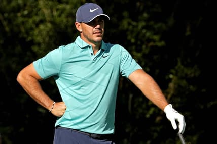 Apr 7, 2022; Augusta, Georgia, USA; Brooks Koepka waits on the 11th tee during the first round of The Masters golf tournament. Mandatory Credit: Michael Madrid-USA TODAY Sports