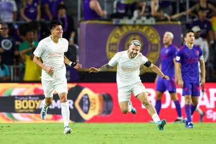 May 28, 2022; Orlando, Florida, USA;  FC Dallas forward Paul Arriola (7) reacts after scoring a goal against Orlando City in the second half at Exploria Stadium. Mandatory Credit: Nathan Ray Seebeck-USA TODAY Sports