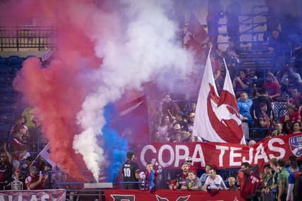 Oct 30, 2021; Frisco, Texas, USA; A view of the FC Dallas fans during the first half of the match against Austin FC at Toyota Stadium. Mandatory Credit: Jerome Miron-USA TODAY Sports