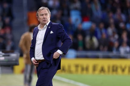 Mar 19, 2022; Saint Paul, Minnesota, USA; Minnesota United head coach Adrian Heath looks on during the first half against the San Jose Earthquakes at Allianz Field. Mandatory Credit: Matt Krohn-USA TODAY Sports